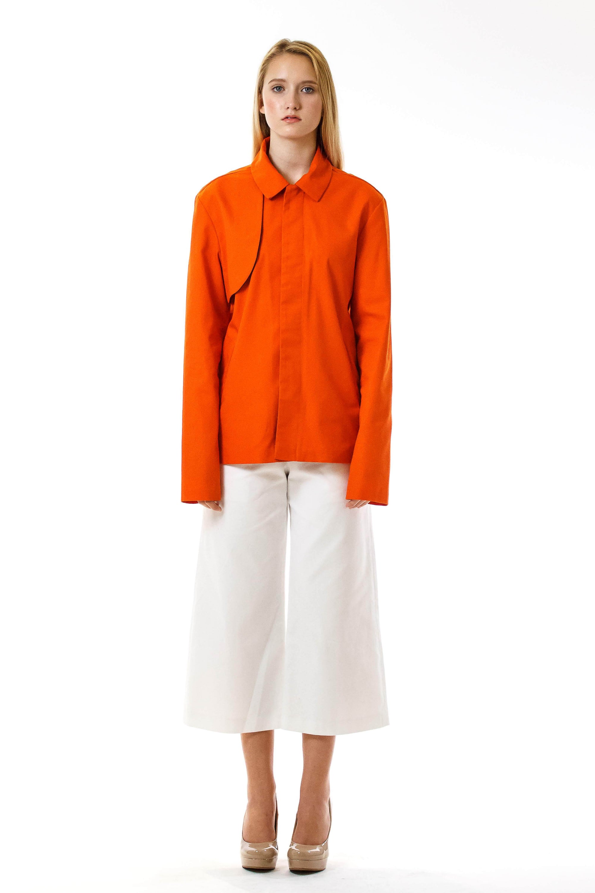 Womens Orange Recycled Mackintosh Jacket front view