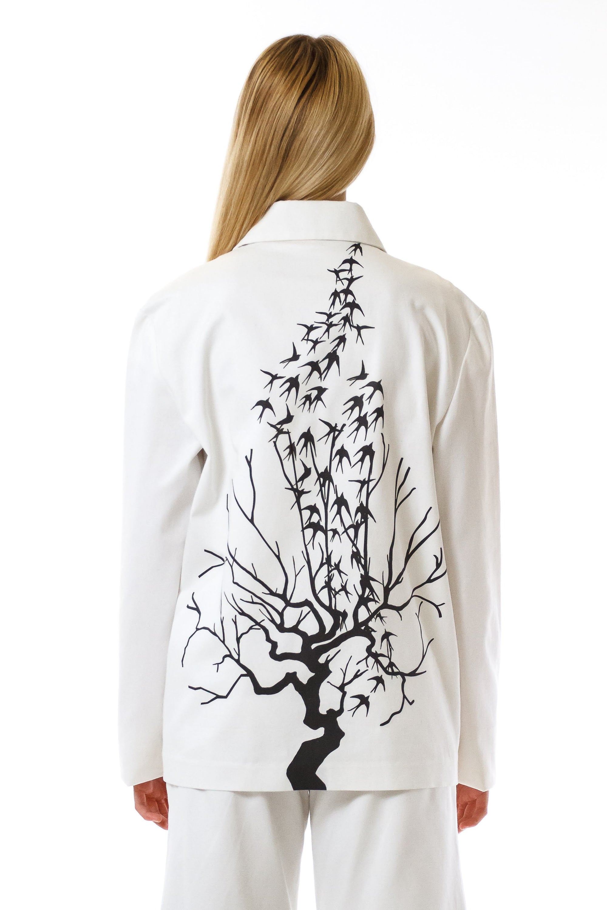Womens Printed White Mackintosh Jacket back view