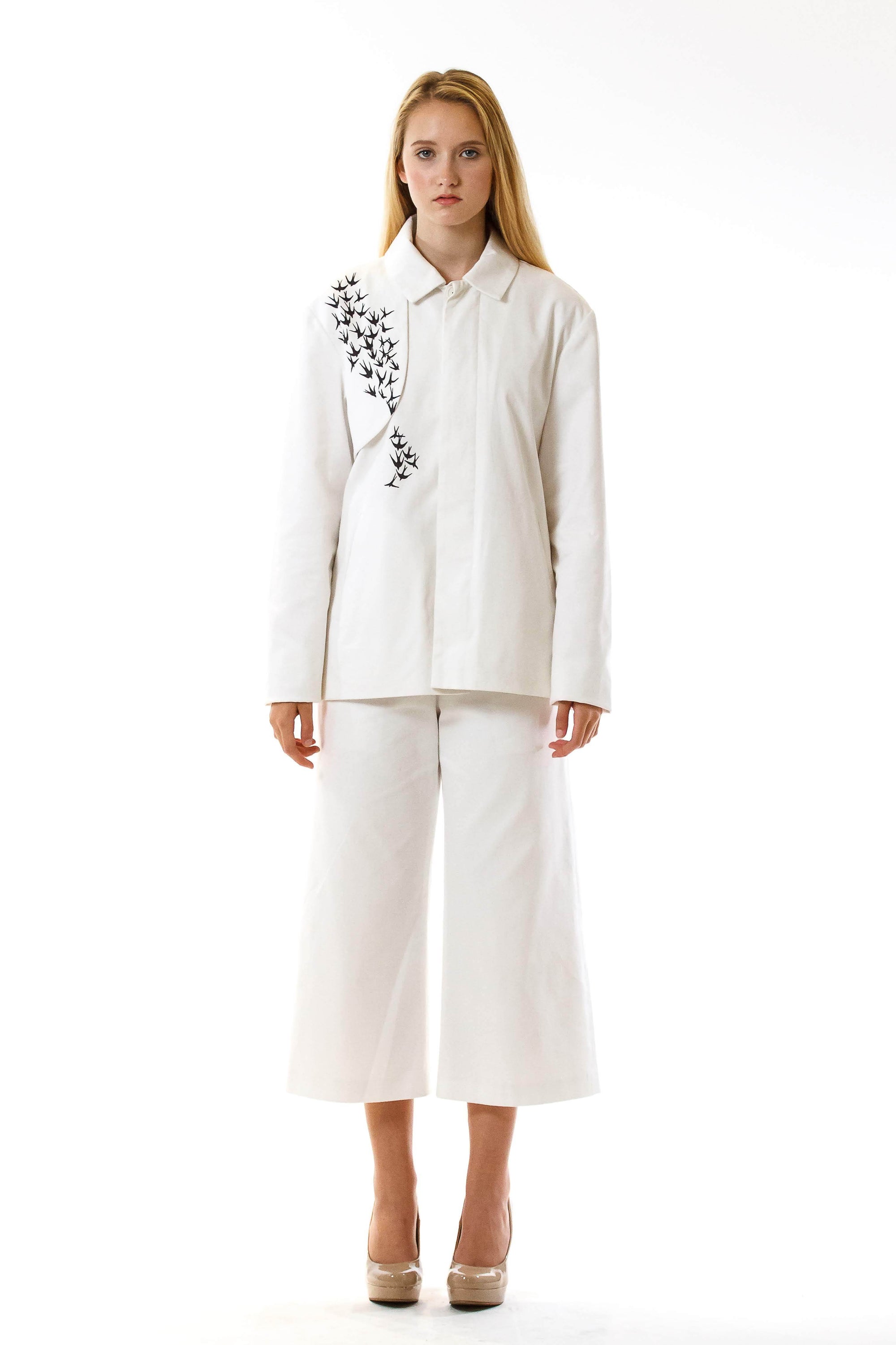 Womens Printed White Mackintosh Jacket front view