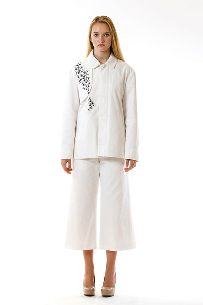 Womens Printed White Mackintosh Jacket front view