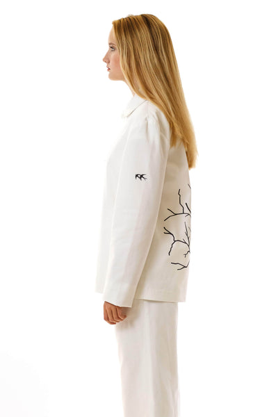 Womens Printed White Mackintosh Jacket side view
