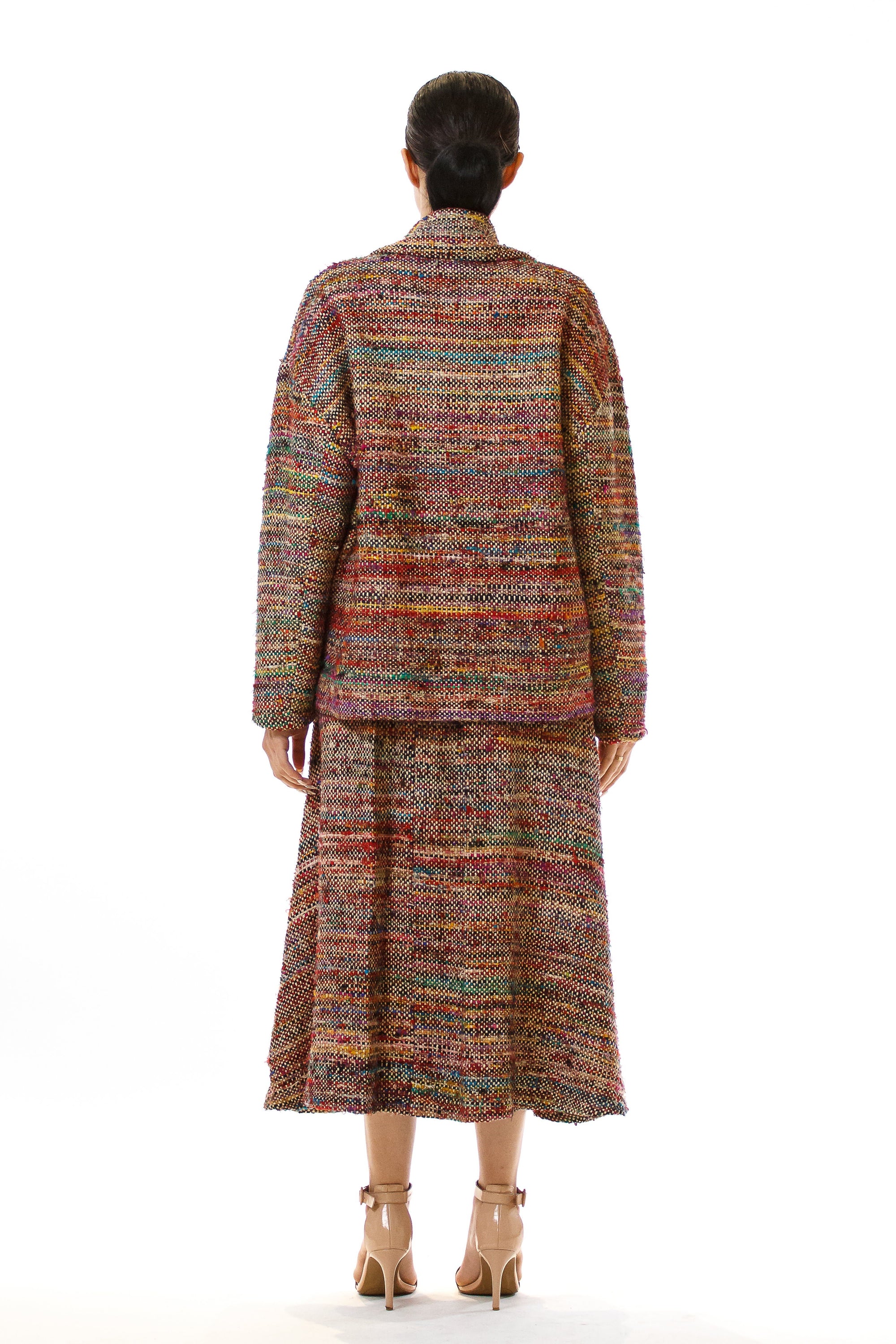 Womens Rainbow Skirt and Motorcycle Jacket back view