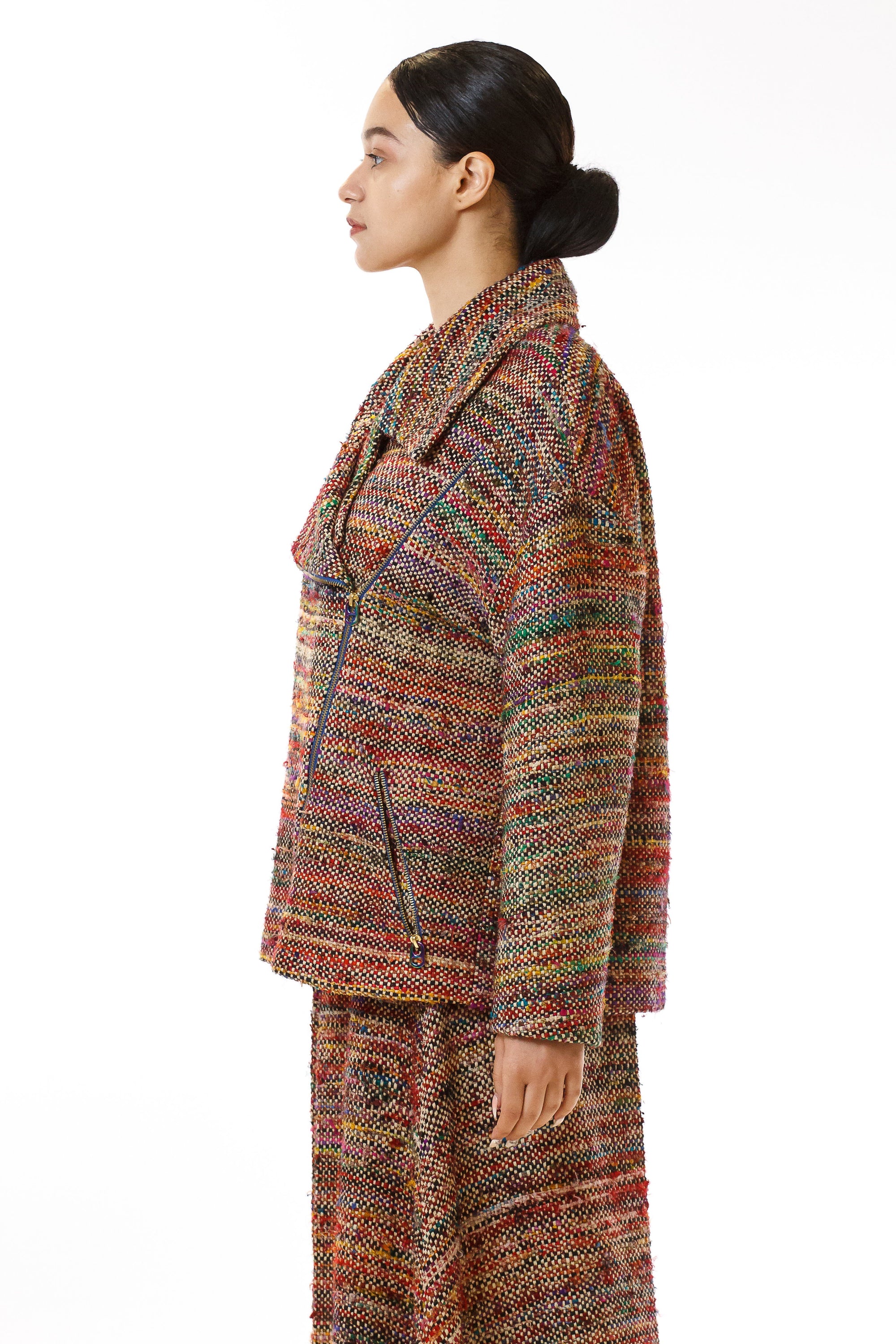 Womens Rainbow Motorcycle Jacket and Skirt side view