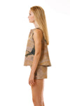 Womens Watercolor Printed Shorts and Swing Top side view