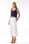 Womens White Culottes and Navy Fishtail Tank three quarter view